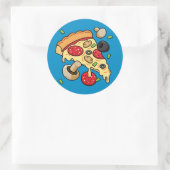 Plak van Pizza met Toppings Ronde Sticker (Tas)
