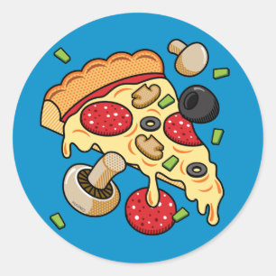 Plak van Pizza met Toppings Ronde Sticker