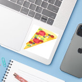Plak van Pizza Sticker (Laptop met iPhone)
