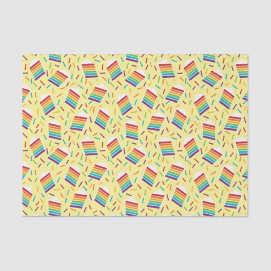 Plak van Regenboogtaart en Sprinkles Patterned Tissuepapier (Voorkant)