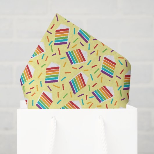 Plak van Regenboogtaart en Sprinkles Patterned Tissuepapier (Cadeauzakje)