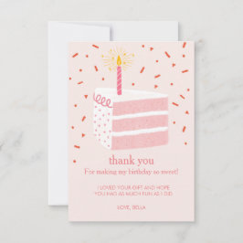 Plak van verjaardagstaart plat bedankkaart