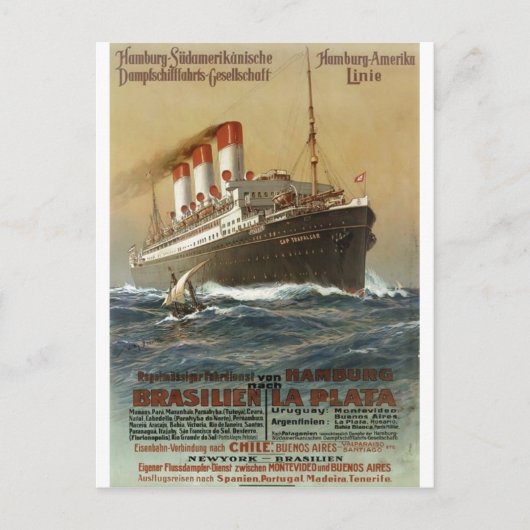 Plakat der Hamburg 1899 - Cruise Ship Liner Briefkaart (Voorkant)