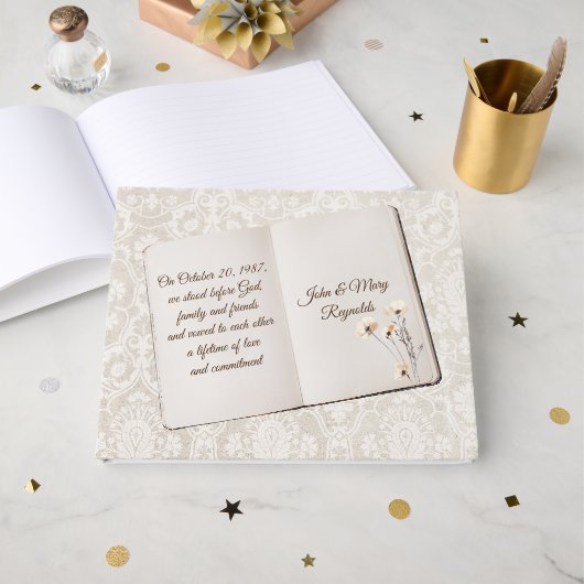 Plakboek op damast voor jubileumfeest gastenboek (Voorkant open)