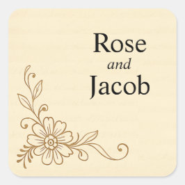  plakboek stijl bruiloft vierkante sticker