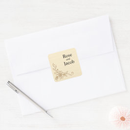 plakboek stijl bruiloft vierkante sticker