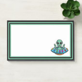 Plakbriefjes met ruimte-aliens in vliegende schote post-it® notes (Kantoor)