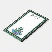 Plakbriefjes met ruimtealien vliegende schotel post-it® notes (Schuin)