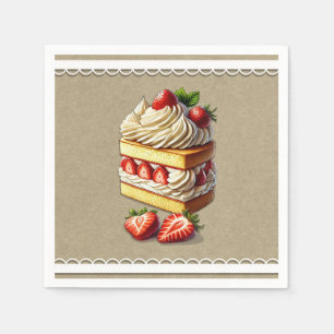 Plakje Aardbeien Shortcake Aardbeien Servet