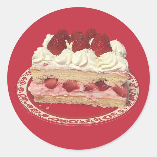 plakje aardbeiensnoep ronde sticker (Voorkant)
