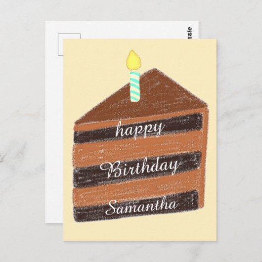 plakje chocoladetaart briefkaart (Voorkant / Achterkant)