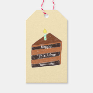plakje chocoladetaart cadeaulabel