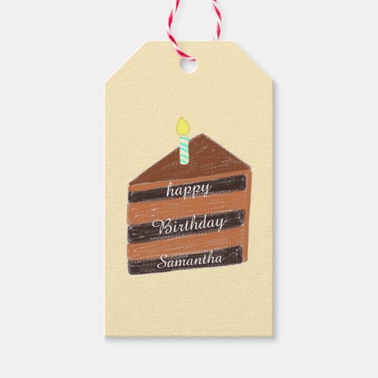 plakje chocoladetaart cadeaulabel (Voorkant)