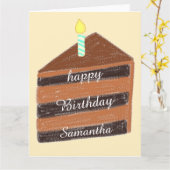 plakje chocoladetaart kaart (Gele Bloem)