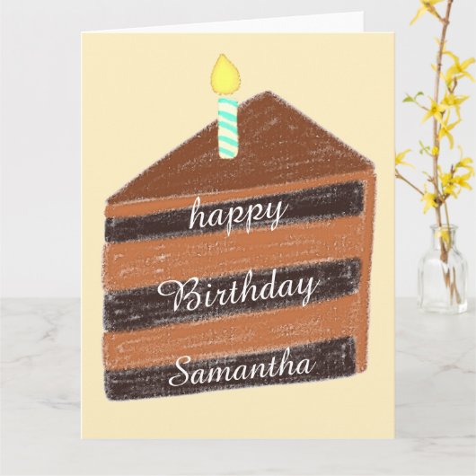 plakje chocoladetaart kaart (Gele Bloem)