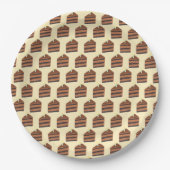 plakje chocoladetaart papieren bordje (Voorkant)