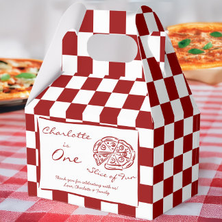 Plakje leuke rode geruite Italiaanse pizza feest c Bedankdoosjes