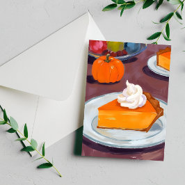 Plakje pompoentaart | Prettig Thanksgiving Feestdagenkaart