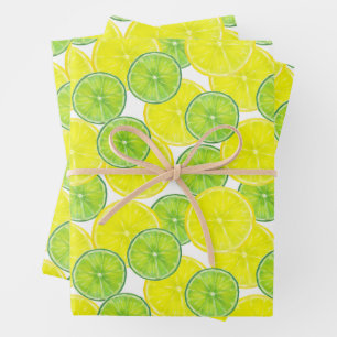 Plakjes van Limoen en citroenvruchten Inpakpapier Vel
