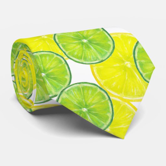 Plakjes van Limoen en citroenvruchten Stropdas (Opgerold)