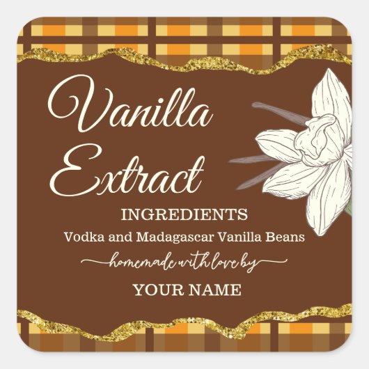 Plakken Aanpassen Homemade Vanilla Extract label (Voorkant)