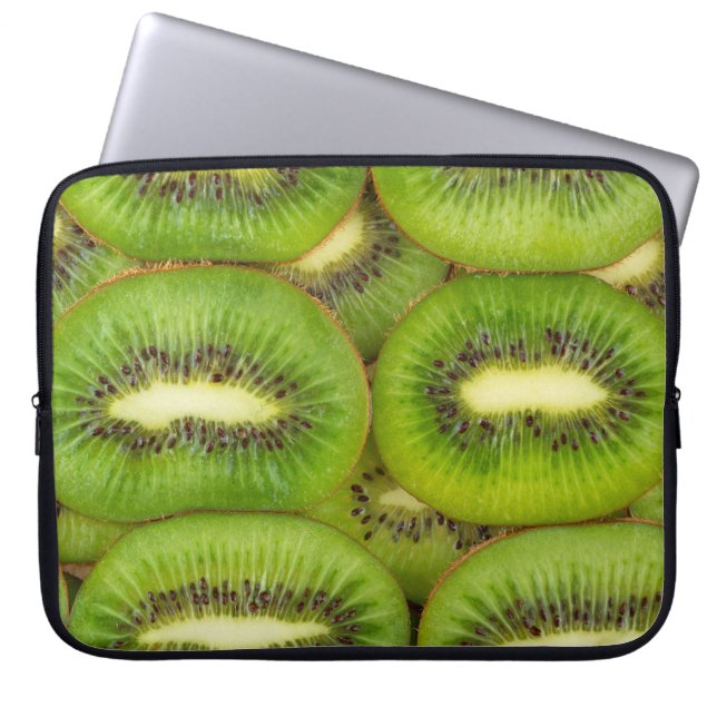 plakken van verse en rijpe kiwi's in rowbruin,c laptop sleeve (Voorkant)
