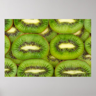 plakken van verse en rijpe kiwi's in rowbruin,c poster