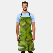 plakken van verse en rijpe kiwi's in rowbruin,c schort (Gedragen)