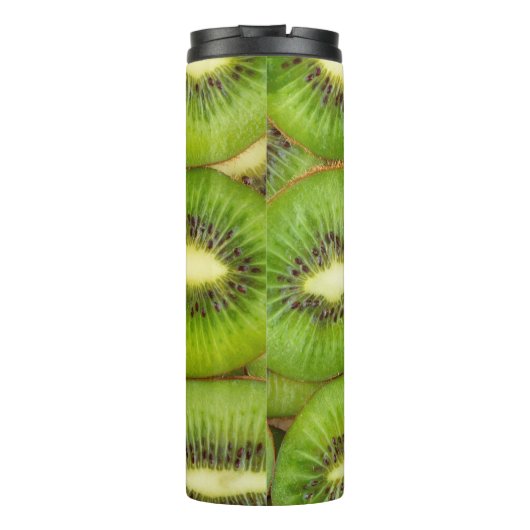 plakken van verse en rijpe kiwi's in rowbruin,c thermosbeker (Achterkant)