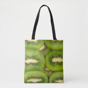 plakken van verse en rijpe kiwi's in rowbruin,c tote bag