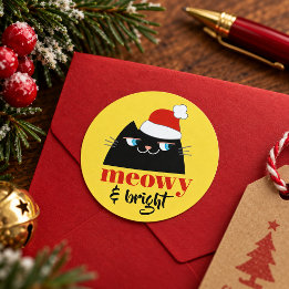 Plakker met grappige zwarte kat voor Kerstmis Ronde Sticker