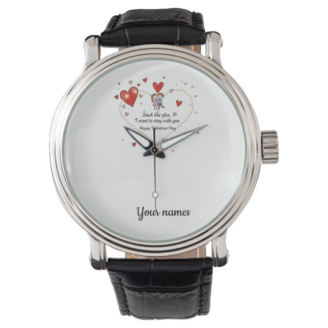 Plakkerig als lijm romantisch koppel valentijn horloge (Voorkant)