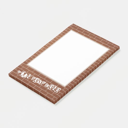 Plaknotities met bakstenen muur en aangepaste teks post-it® notes (Schuin)