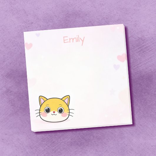 Plaknotities met Cute Cat en eigen naam Post-it® Notes