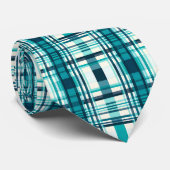 Plakpatroon Tartan Controleer Groen Wit Stropdas (Opgerold)