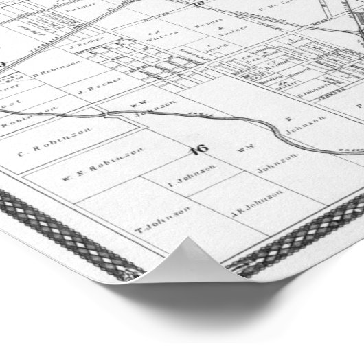 Plan 1876 Indianapolis, Kaart, Vintage Poster (Hoek)