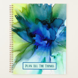 "Plan Alle Dingen" Abstracte Bloemen in Blauw Planner