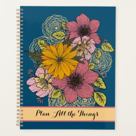 Plan alle dingen citeren met felle bloemen planner