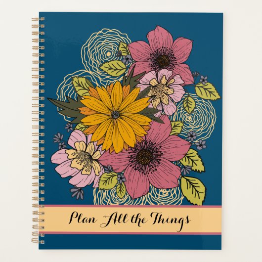 Plan alle dingen citeren met felle bloemen planner (Voorkant)