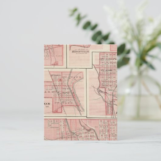 Plan Cambridge City, Wayne Co met Newport Briefkaart (Staand voorkant)