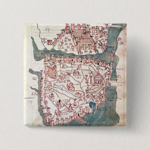 Plan Constantinopel Vierkante Button 5,1 Cm