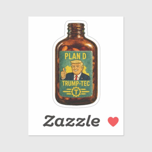 Plan D Trump-Tec Retro Fles Parodie Sticker (Vel)