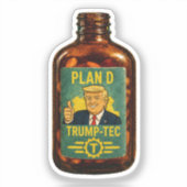 Plan D Trump-Tec Retro Fles Parodie Sticker (Voorkant)