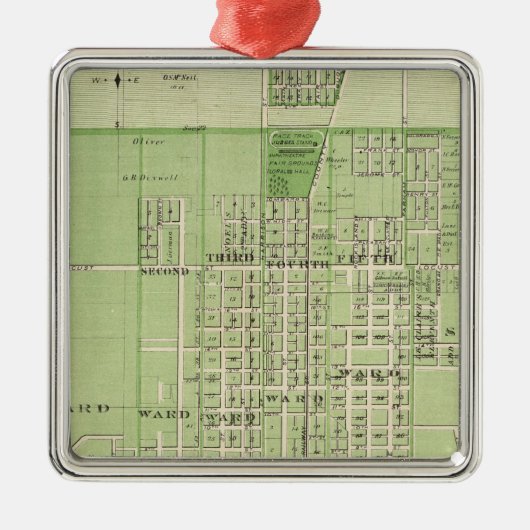 Plan Davenport, Scott County, staat Iowa Metalen Ornament (Voorkant)