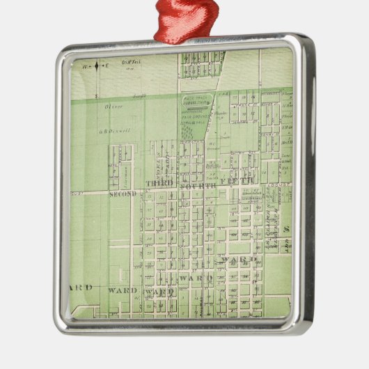 Plan Davenport, Scott County, staat Iowa Metalen Ornament (Links)