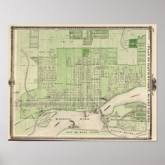Plan Davenport, Scott County, staat Iowa Poster (Voorkant)