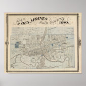Plan Des Moines, Polk County, Iowa Poster (Voorkant)