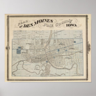 Plan Des Moines, Polk County, Iowa Poster