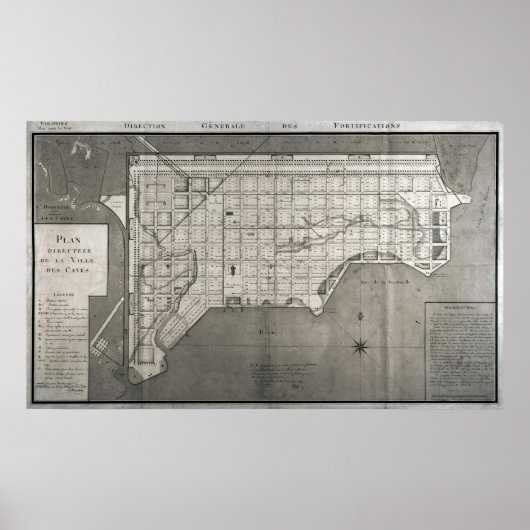 Plan Directeur de la Ville des Cayes, 1789 Poster (Voorkant)