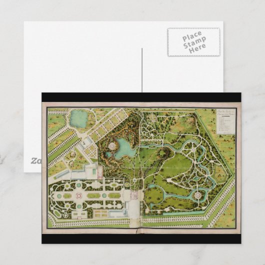 Plan du jardin et chateau de la Reine Briefkaart (Voorkant / Achterkant)